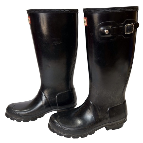 Hunter Unisex Tall Rain Boots Black Boy Size-4/Girl Size-5 GUC - Picture 4 of 8